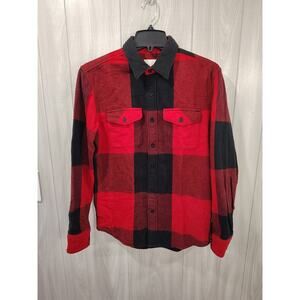 Men's American Eagle Plaid Thick Flannel Shirt Size S Red Outdoor Winter Autumn